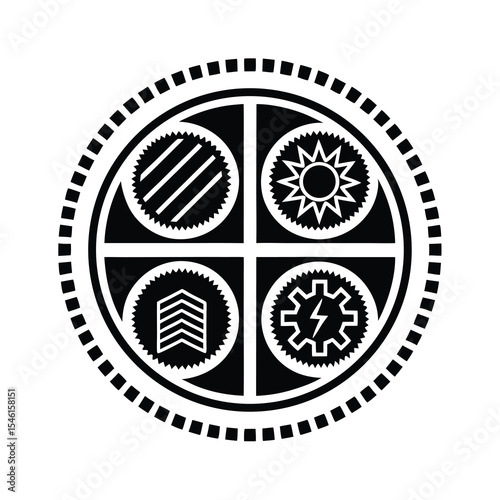 Four Elements Circle Icon Earth Fire Water and Air Symbolism