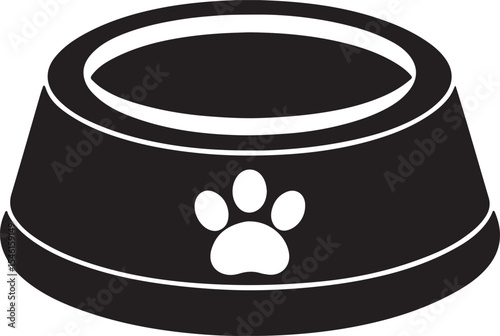 dog food bowl silhouette, black and white silhouette, vector and illustration