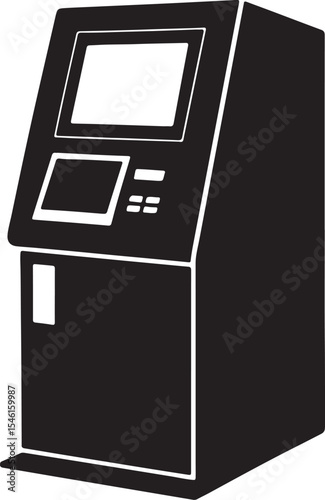 atm silhouette, black and white silhouette, vector and illustration
