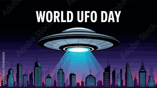 World UFO Day Night City Lights Spaceship Abduction Poster