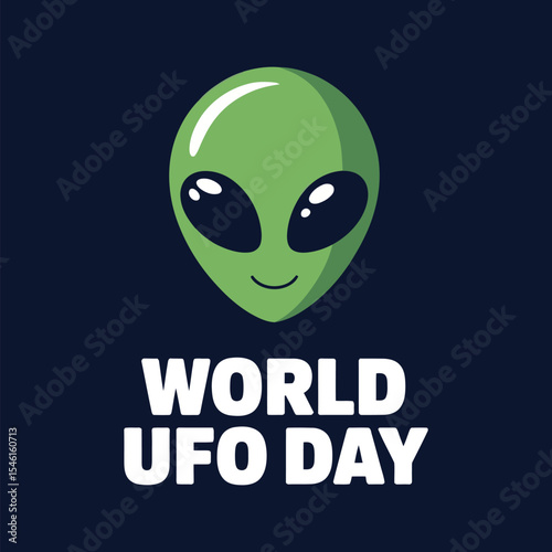 World UFO Day Alien Spaceship Poster Illustration