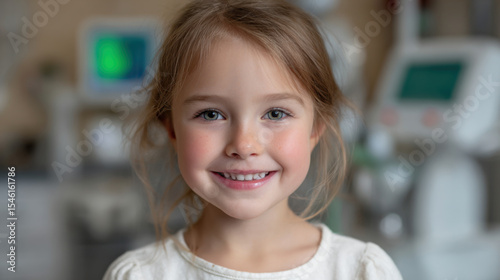 Wallpaper Mural Close-up of smiling child's face with perfect teeth, soft diffused dental office lighting Torontodigital.ca