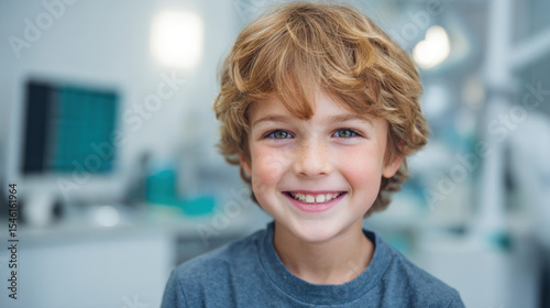 Wallpaper Mural Close-up of smiling child's face with perfect teeth, soft diffused dental office lighting Torontodigital.ca