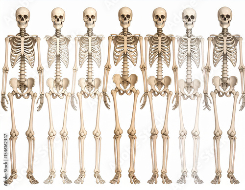 A diagram of the human skeleton, simplified and generic, illustrating basic anatomy and biological study.