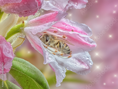 a bee collecting nectar on a vibrant flower