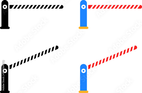 entry barrier icon. car parking barrier gate. Toll road icons. limiting access to restricted area

