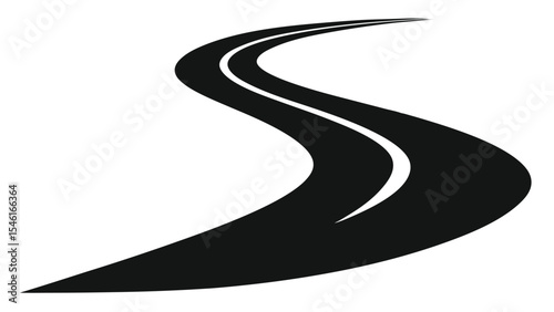 Curved Road Vector on White Background Design