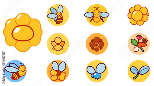 Honey swooper icon. Honey relate icon set. Round colourful 12 bu