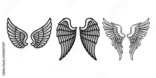 Eagle wing heart tribal tattoo design vector illustration