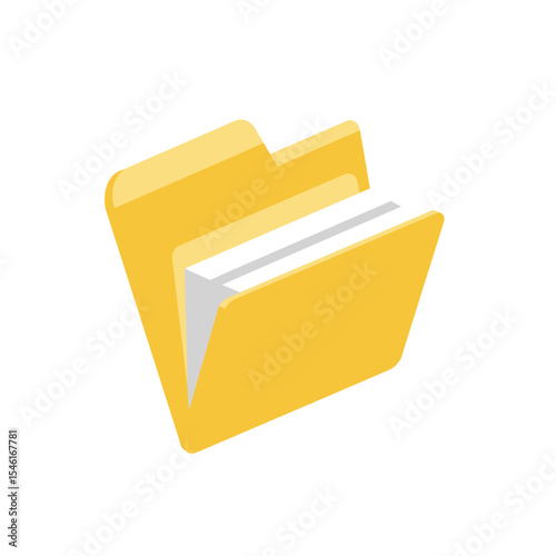 Open and close folders with documents. Folders icons isolated on white background. Folders set