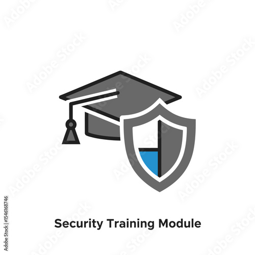 Graduation Cap and Shield Icon Security Training Module 1