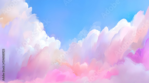with chaotic pink and blue hues and soft blending edges
