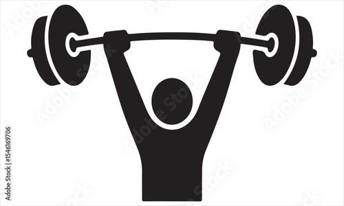 Weightlifting icon strong person silhouette overhead press