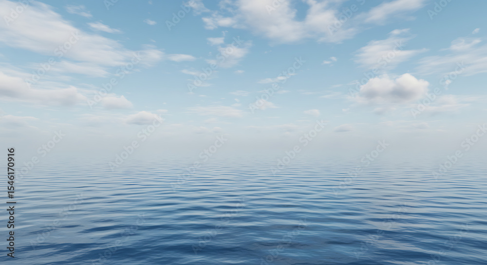 custom made wallpaper toronto digitalA serene and minimalist seascape with calm blue water meeting a hazy sky at the horizon. A tranquil background for relaxation, meditation, and travel concepts.
