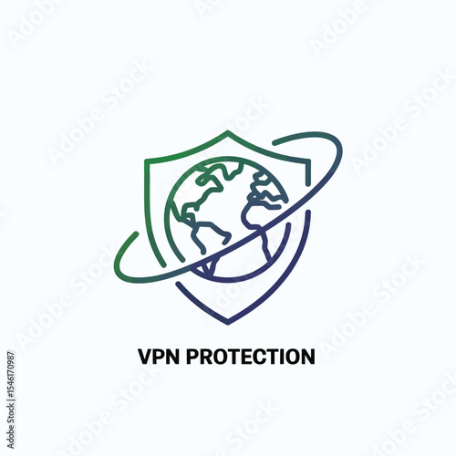 Green Blue Globe Inside Shield V P N Protection Icon