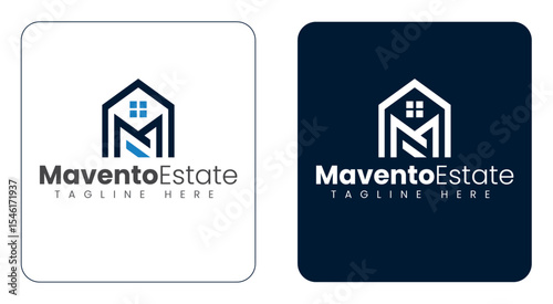 M Letter Inside House Shape Real Estate Logo with Window