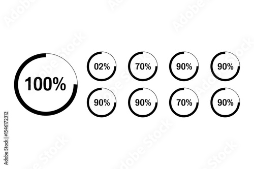 Circles with percentage values and progress bars