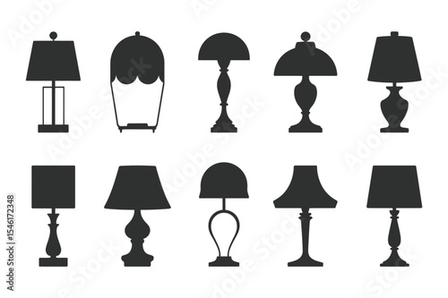 Silhouette assortment of various table lamp shapes