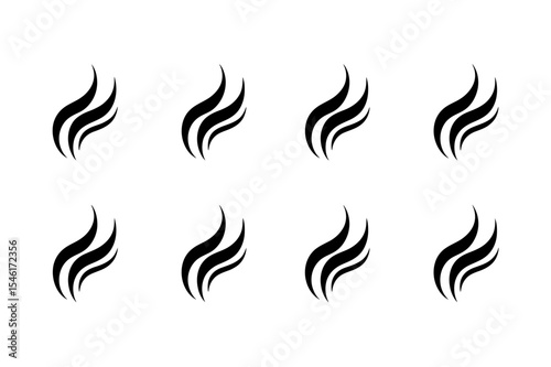 Eight stylized plumes arranged in a rectangular grid
