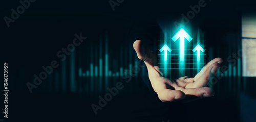 hand of businessman interactive touching a holographic of transaction financial network data system, concept of technology artificial intelligence with human user application