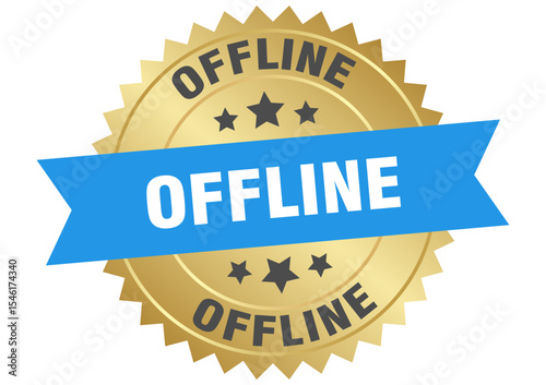offline. offline round blue and gold label isolated on transparent background