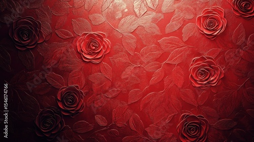 Red Rose Patterned Wall