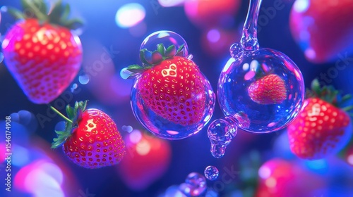 Fresh Strawberries in Bubbles