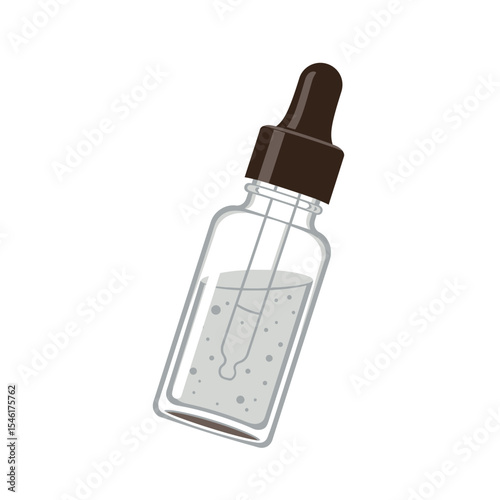 Serum dropper bottle mockup. Glass drop pipette with container isolated vector. Plastic blank tube for essence or eye medicine product illustration. Collagen flacon