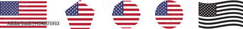 American Flag Icons – Flat and Stylized U.S. Flag Designs in Various Shapes