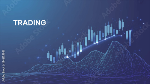 Futuristic Trading Chart Digital Illustration of Stock Market Growth
