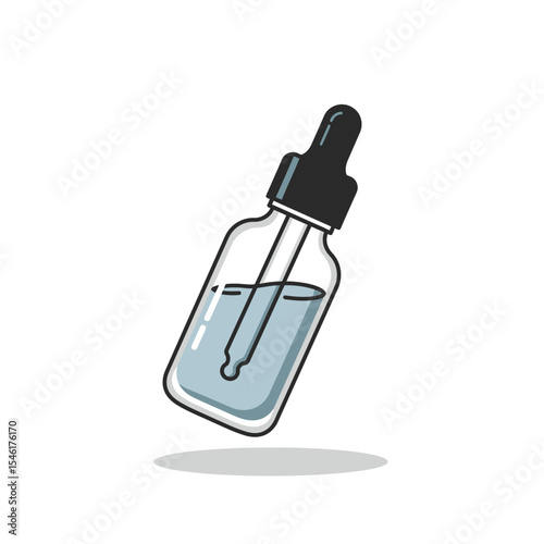 Serum dropper bottle mockup. Glass drop pipette with container isolated vector. Plastic blank tube for essence or eye medicine product illustration. Collagen flacon