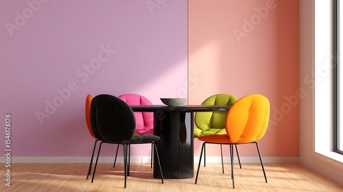 Dining table, grey dining table with black plates