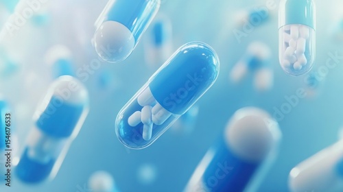 Floating pills in soft light