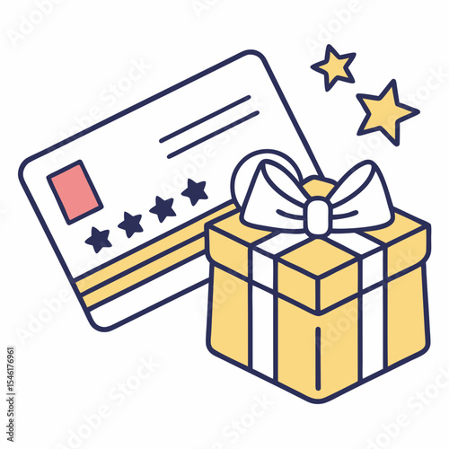 Gift box with bow and credit card on white background  