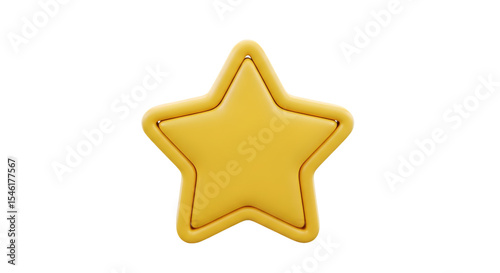 Shiny Yellow Star Floating on Transparent Background, Decorative Element