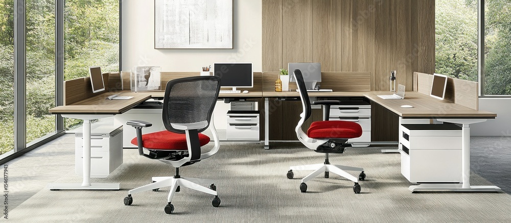 Fototapeta premium Modern Office Space with Ergonomic Chairs