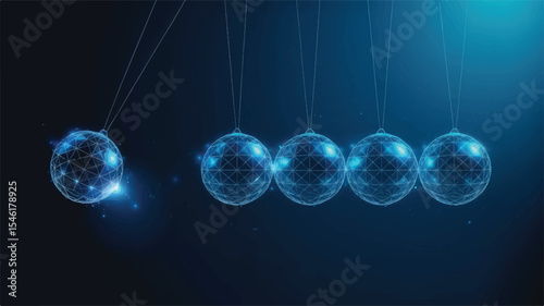 Newton's Cradle Digital Illustration of Kinetic Energy