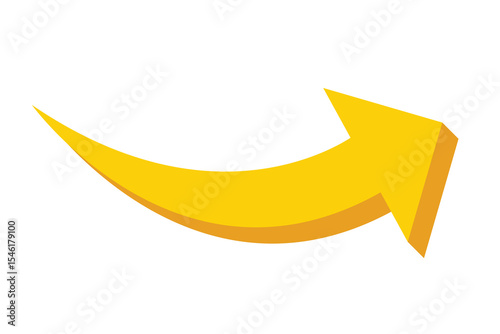 A sleek, curved, yellow arrow stands out against a crisp white backdrop. It suggests movement and direction, a simple yet powerful symbol for guidance and progress. 