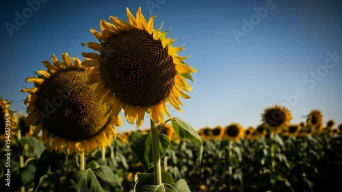 Sunflowers in a field under blue sky