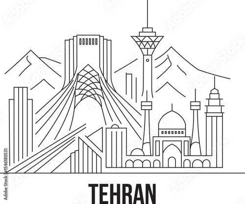 Tehran City Line Draw Simple Minimalist