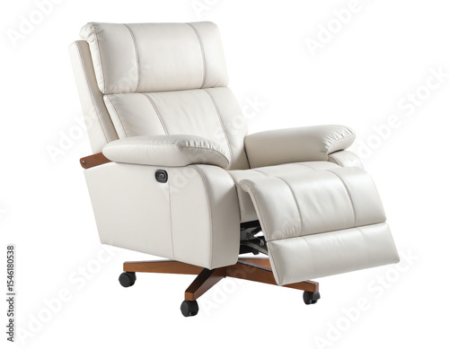Modern white reclining chair for comfortable seating.