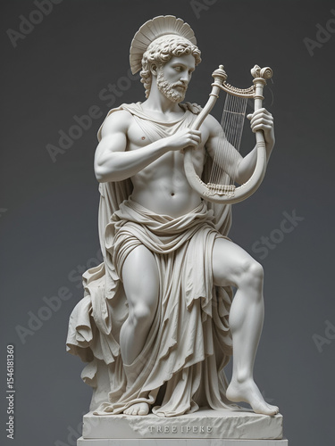 Greek mythology features a statue of Apollo playing the lyre, labeled as Stock