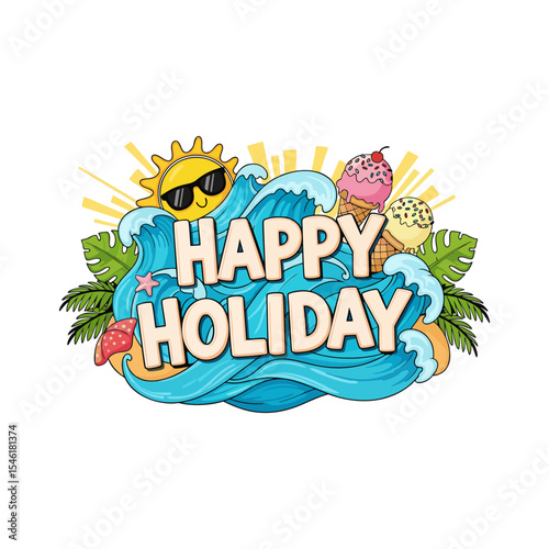 Happy Holiday Summer Vacation Illustration