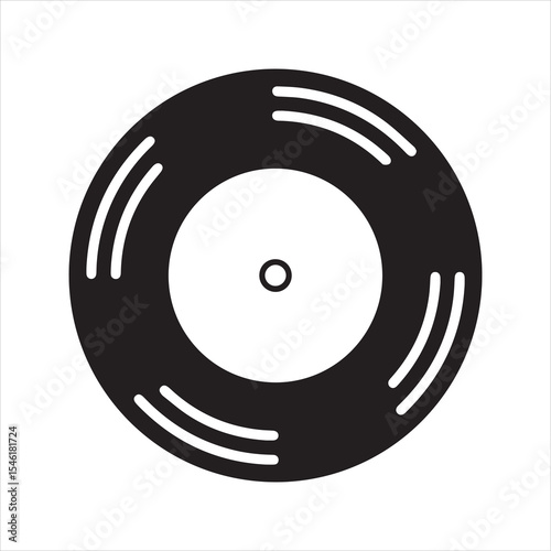 Vinyl Record Disc Silhouette Icon Retro Music LP Vintage Style Vector