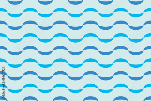 Blue Tropical sea wave,ocean seamless pattern.Mediterranean summer abstract background. Hawaii marine folk art.Cute hand drawn illustration for seasonal design, surface,wallpaper,banner,holiday deco.