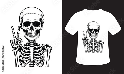 t shirt design on skeleton