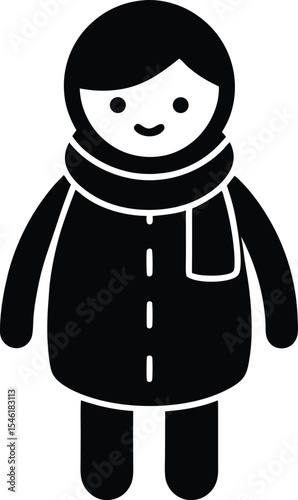 Flat Style Shiloette Christmas Character With Cozy Scarf Fro