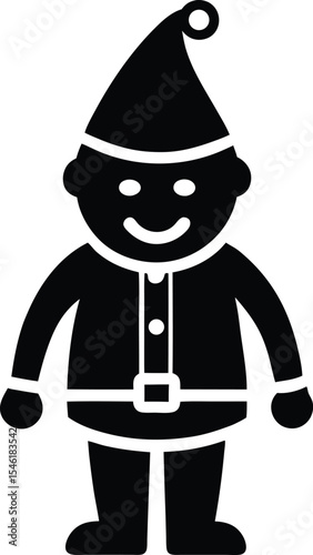Flat Style Shiloette Christmas Character With Merry Face Fro