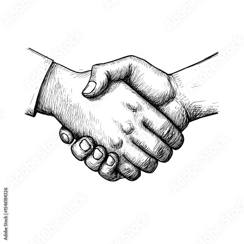 Handshake illustration in sketch style depicting agreement and partnership  