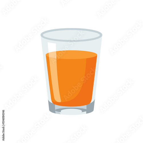 glass of juice vector flat color white background